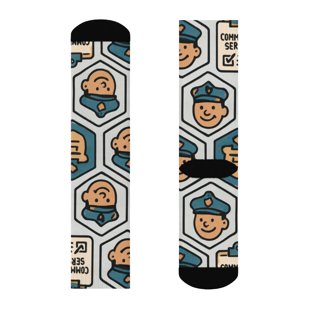 Tessellated Badge And Clipboard Pattern With Probation Officer Motif personalized crew socks