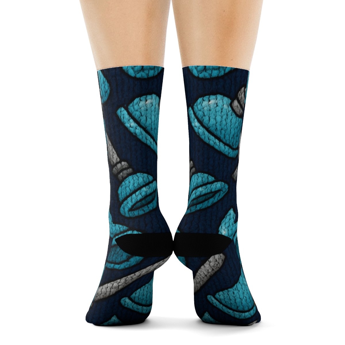 Plumber Grade Plunger Wave Knit Illusion custom crew socks