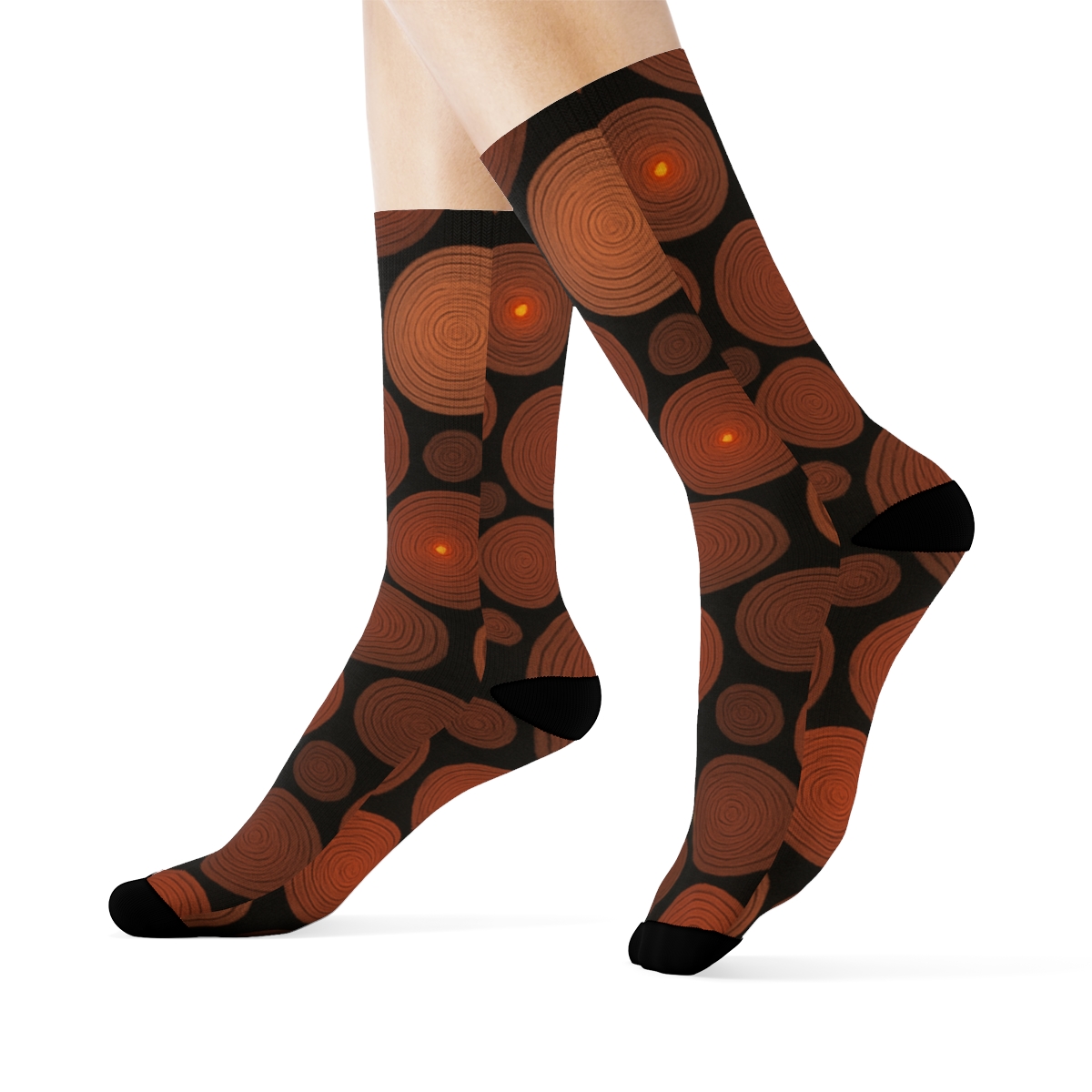 Heart Ember Log Lattice On Charcoal Field stylish athletic crew socks