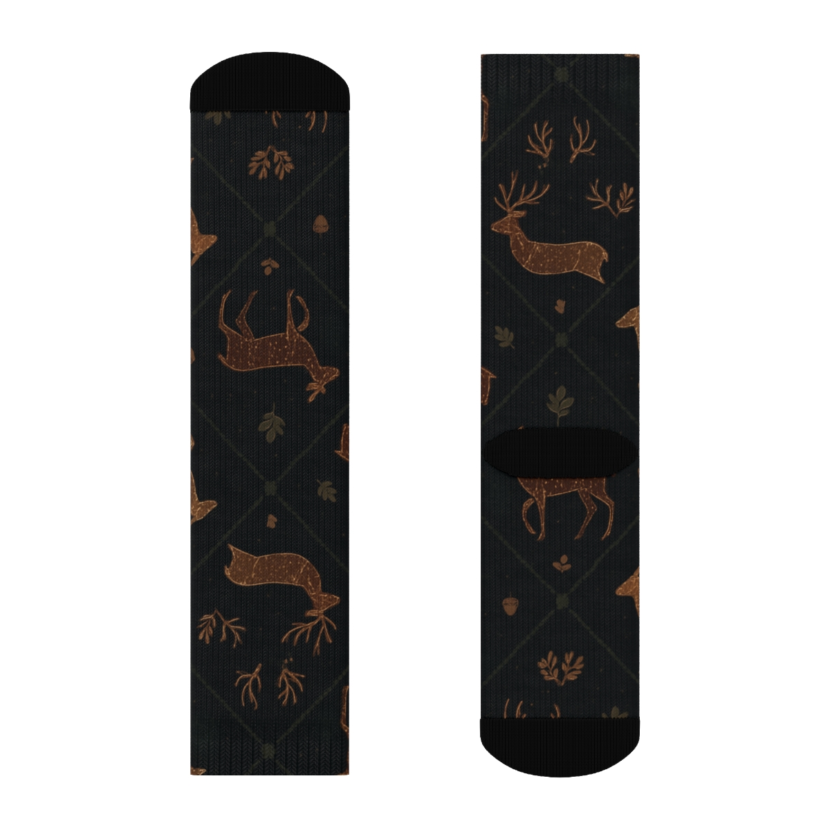 Deer Constellation Lattice On Night Forest Ground soft everyday crew socks
