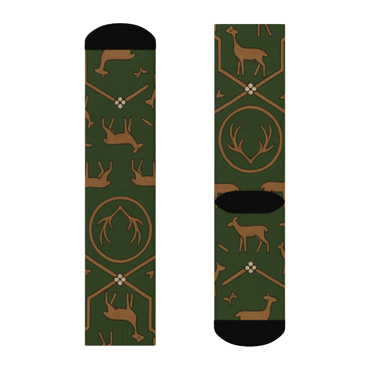 Deer-Crafted Antler Medallion Lattice premium sports crew socks