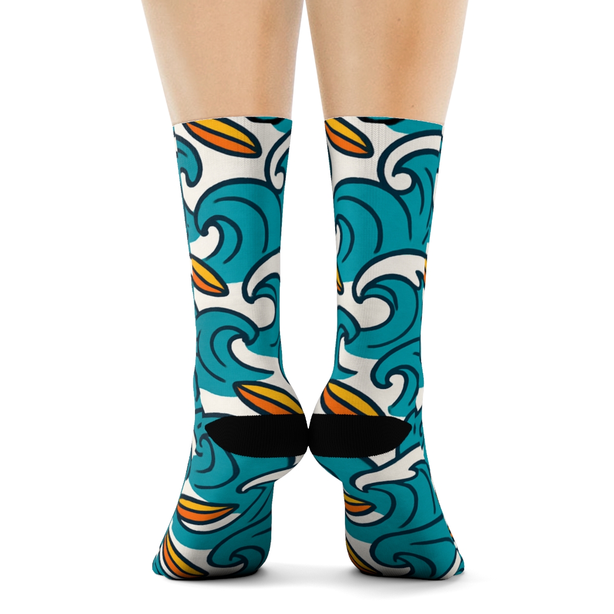 Tidal Cartoon Surf Break Repeat custom crew socks