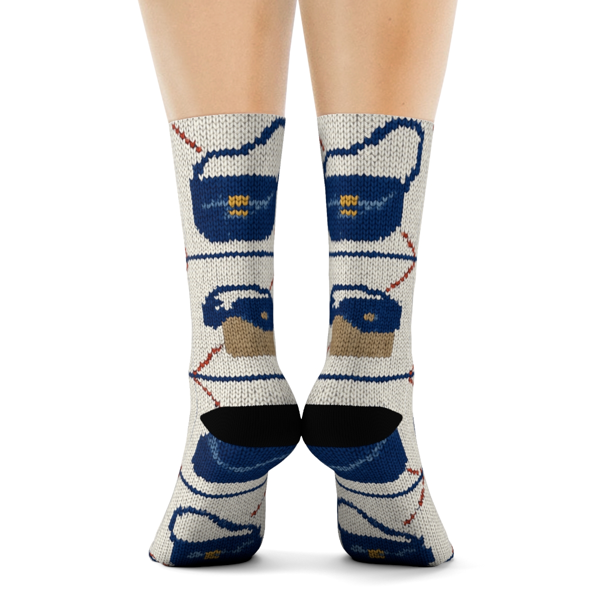 Delivery Route Patchwork With Postal Worker Icons designer printed crew socks