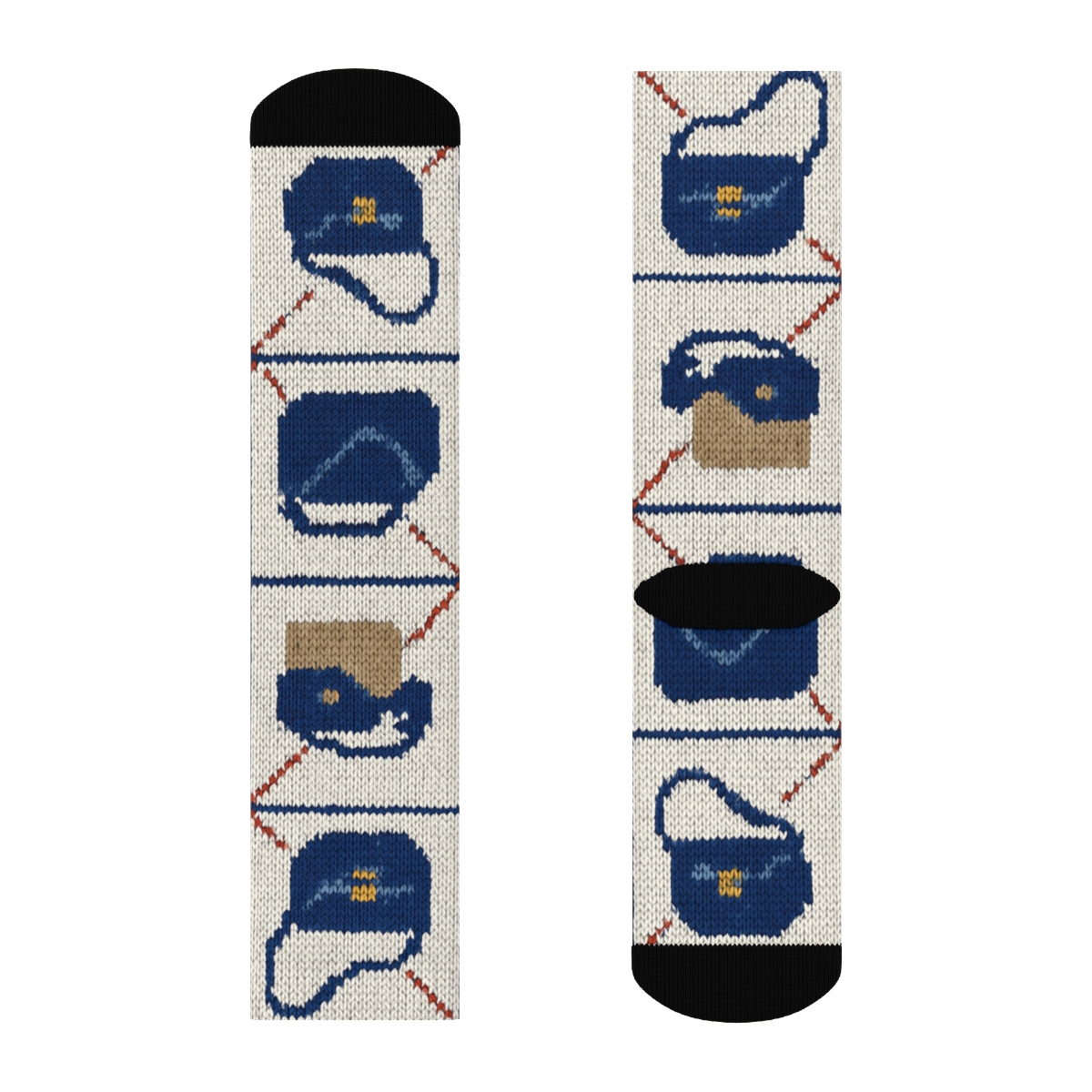 Delivery Route Patchwork With Postal Worker Icons designer printed crew socks