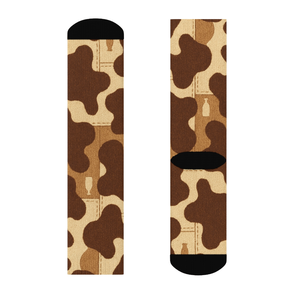 Denim Patchwork With Cow Spot Overlay unique graphic crew socks