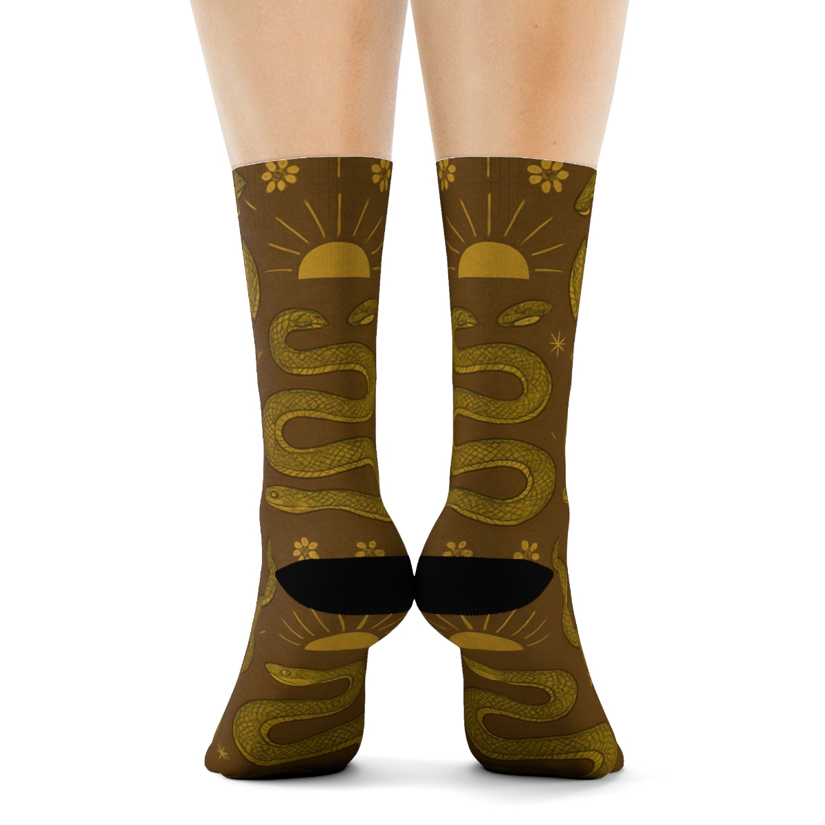 Desert Poster Pattern With Rattlesnake stylish athletic crew socks