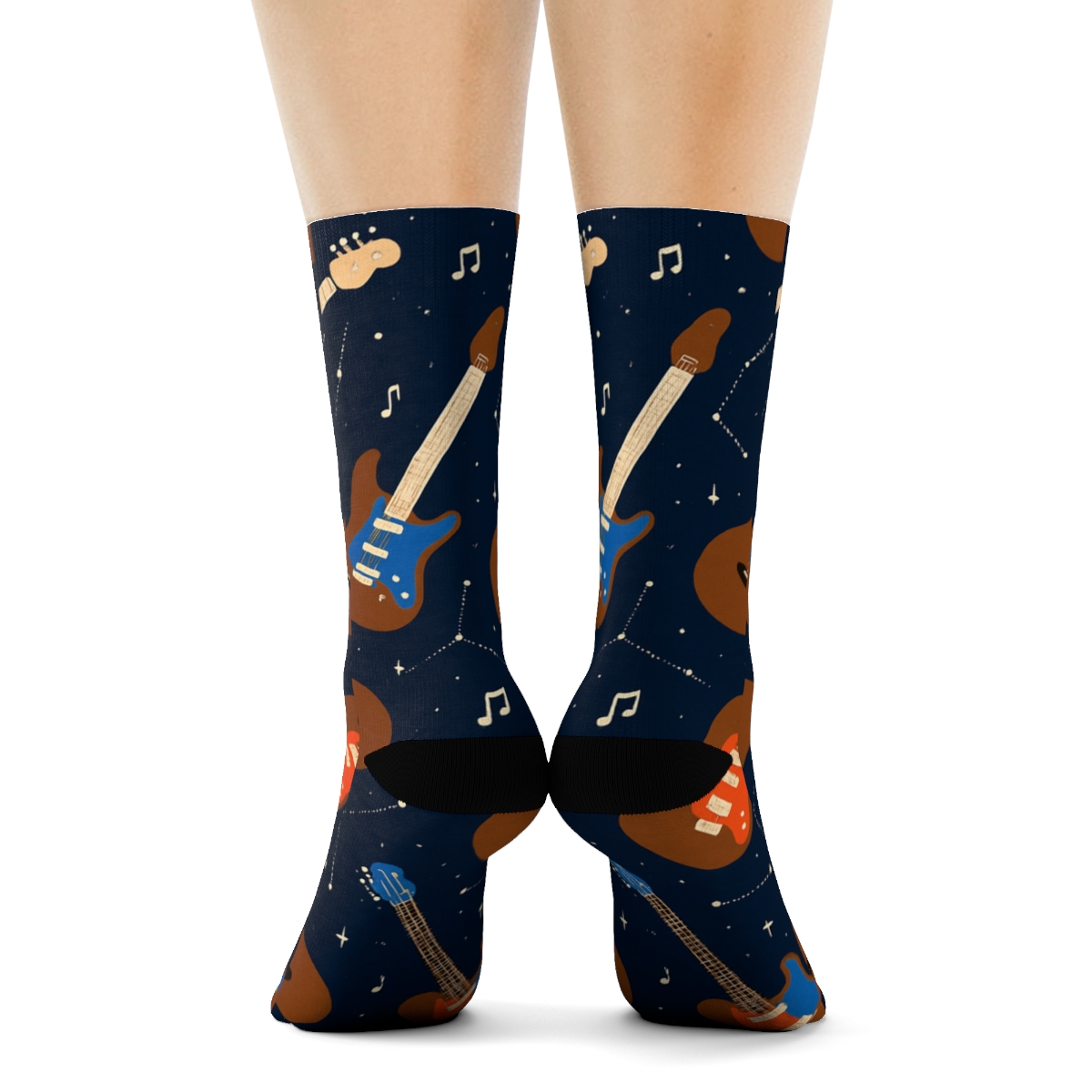 Starfield Guitar Constellation Pattern comfortable cotton crew socks