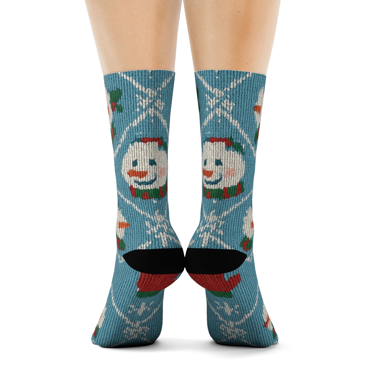 Xmas Knit Illusion Snowman Tilework comfortable cotton crew socks