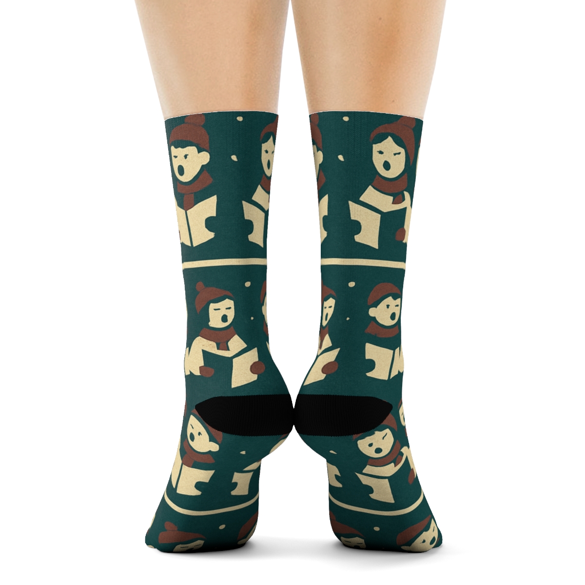 Caroling Choir Silhouette Holiday custom crew socks