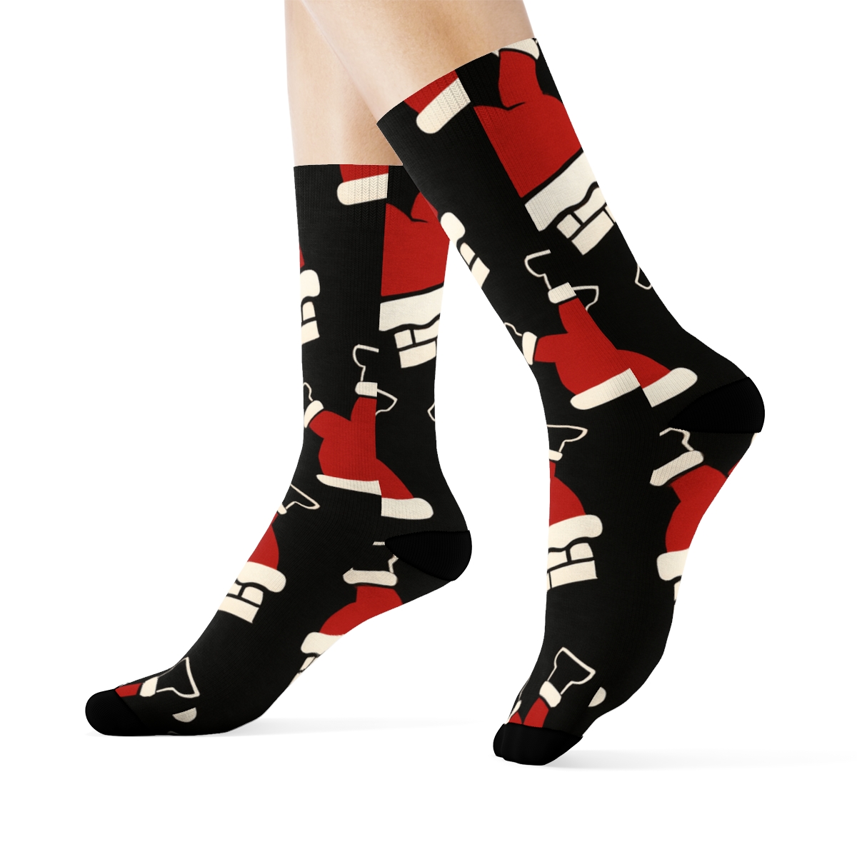 Crimson Chimney Pattern With Santa Silhouettes trendy patterned crew socks
