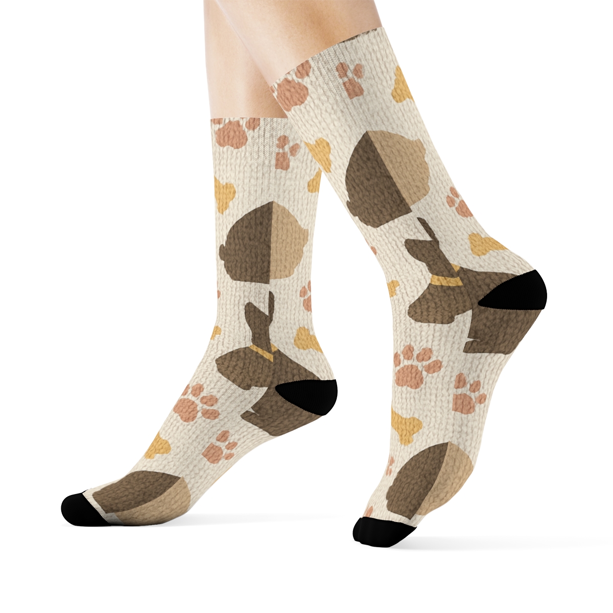 Knitted French Bulldog Cozy Loop Tessellation comfortable cotton crew socks