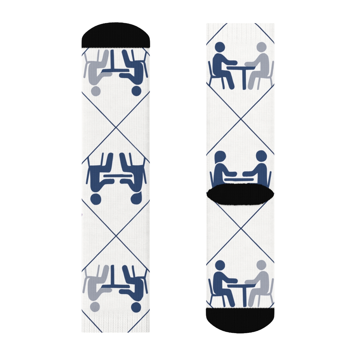 Diagonal Lattice With Occupational Therapist Session Silhouettes personalized crew socks