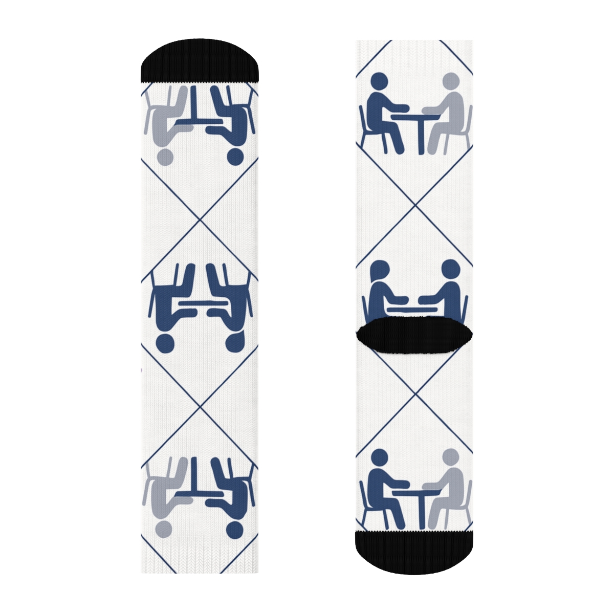 Diagonal Lattice With Occupational Therapist Session Silhouettes personalized crew socks