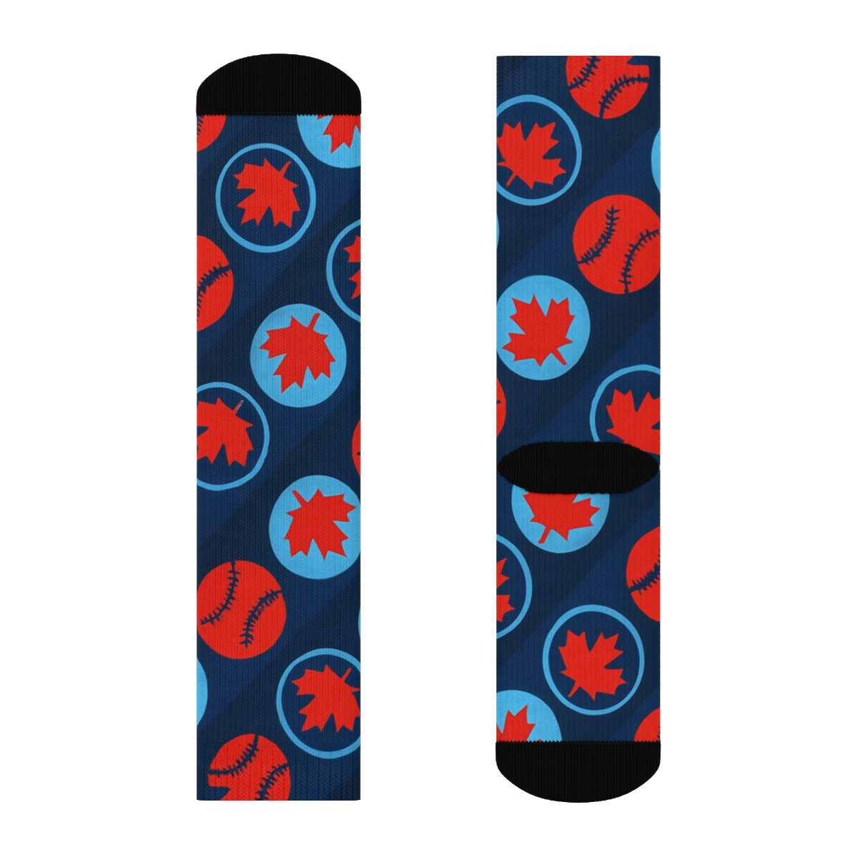 Diagonal Maple Leaf Array With Blue Jays premium sports crew socks