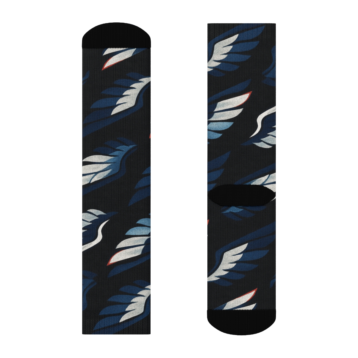 Diagonal Wing Stripe Array On Black soft everyday crew socks
