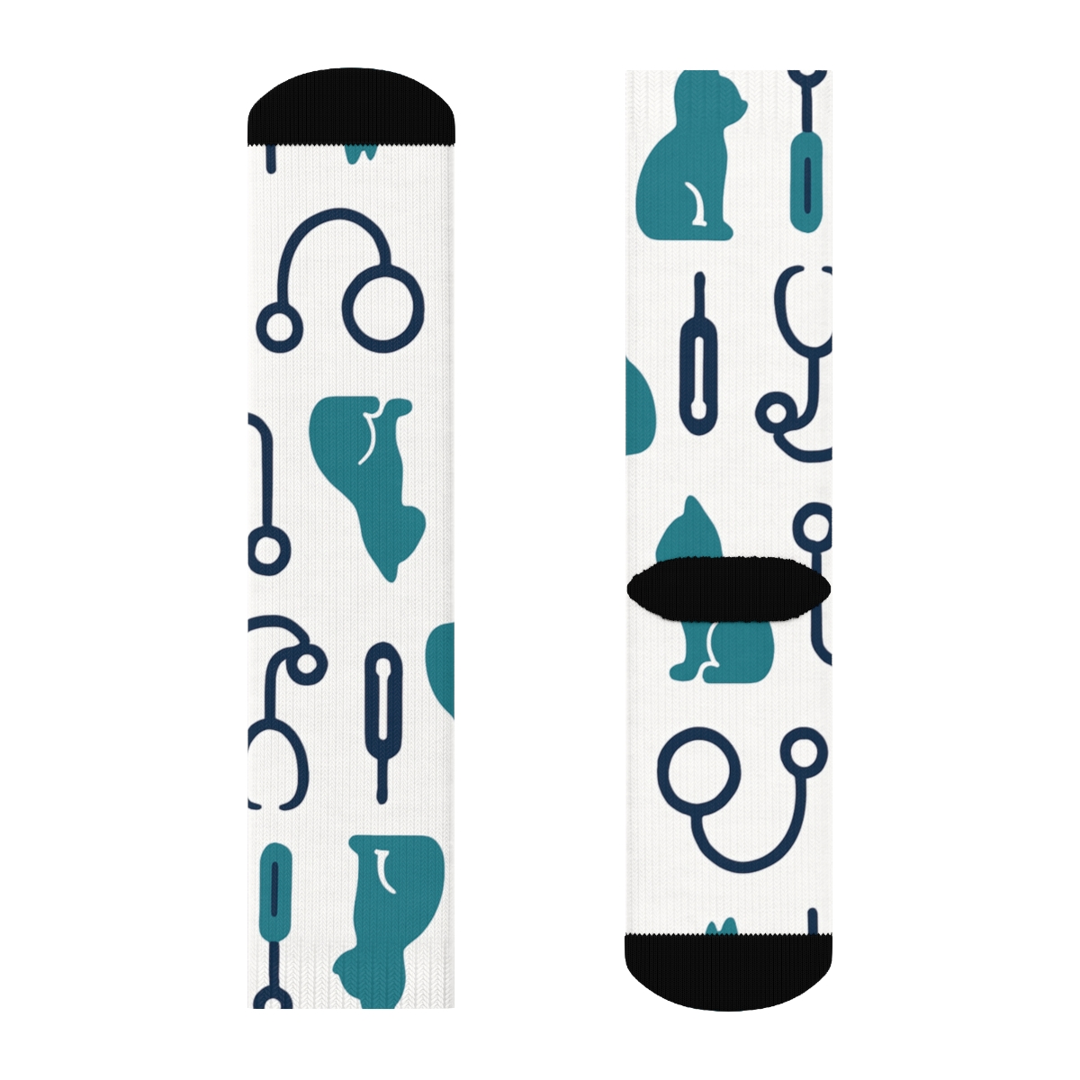 Dog And Cat Icons With Veterinarian Tools Grid personalized crew socks