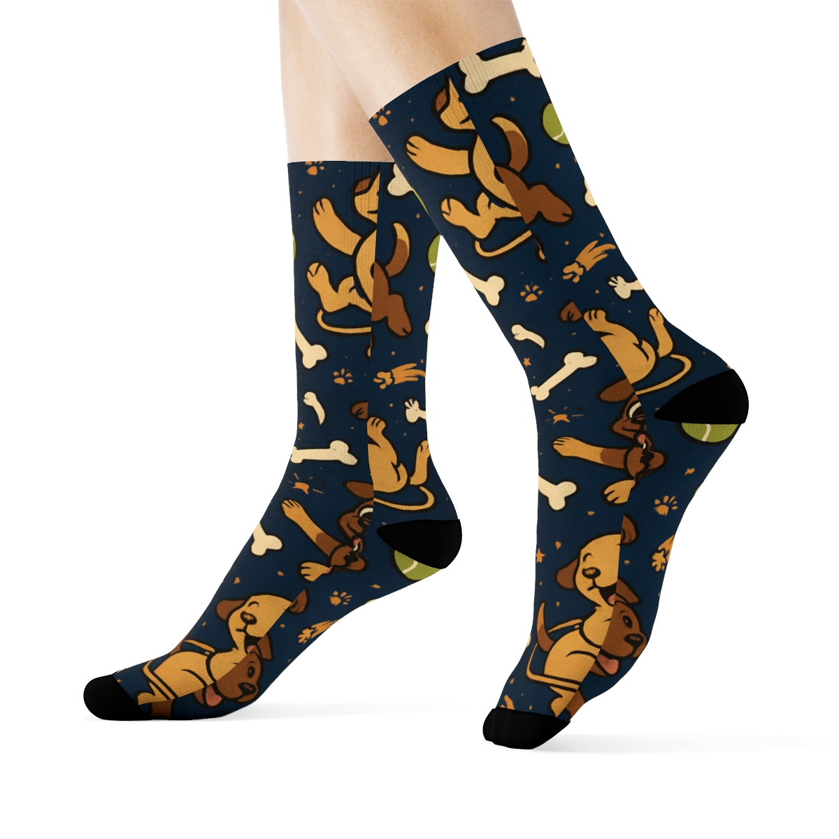 Dog Starfield Playtime Pattern designer printed crew socks