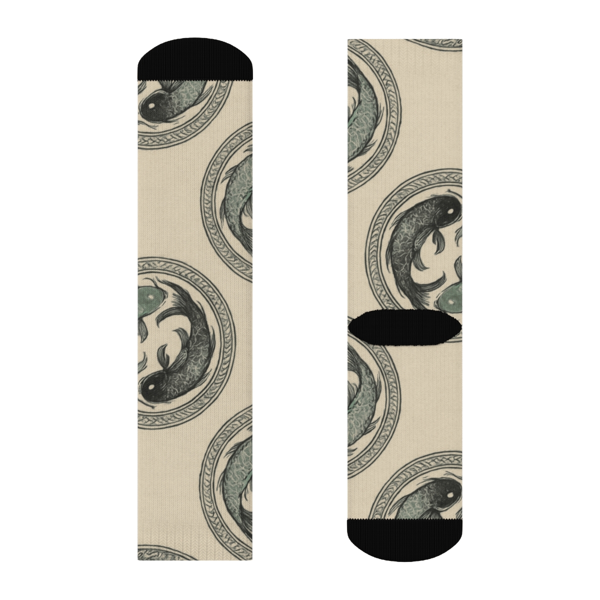 Dual Koi Circle Progression trendy patterned crew socks