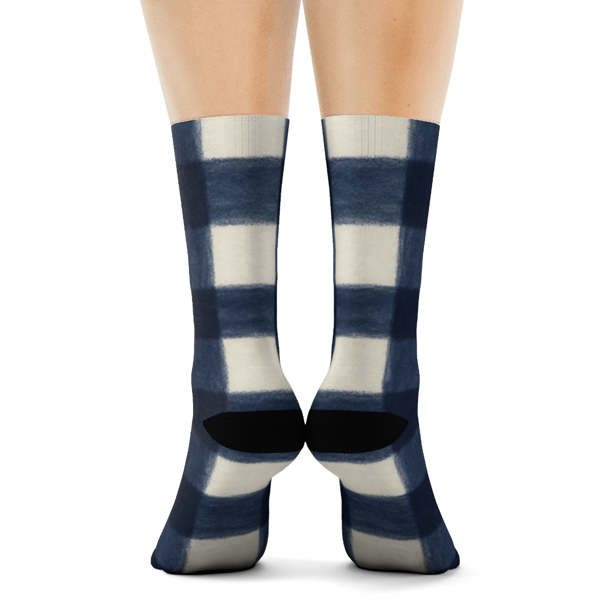 Duotone Navy Gingham With Micro Dot Fill custom crew socks