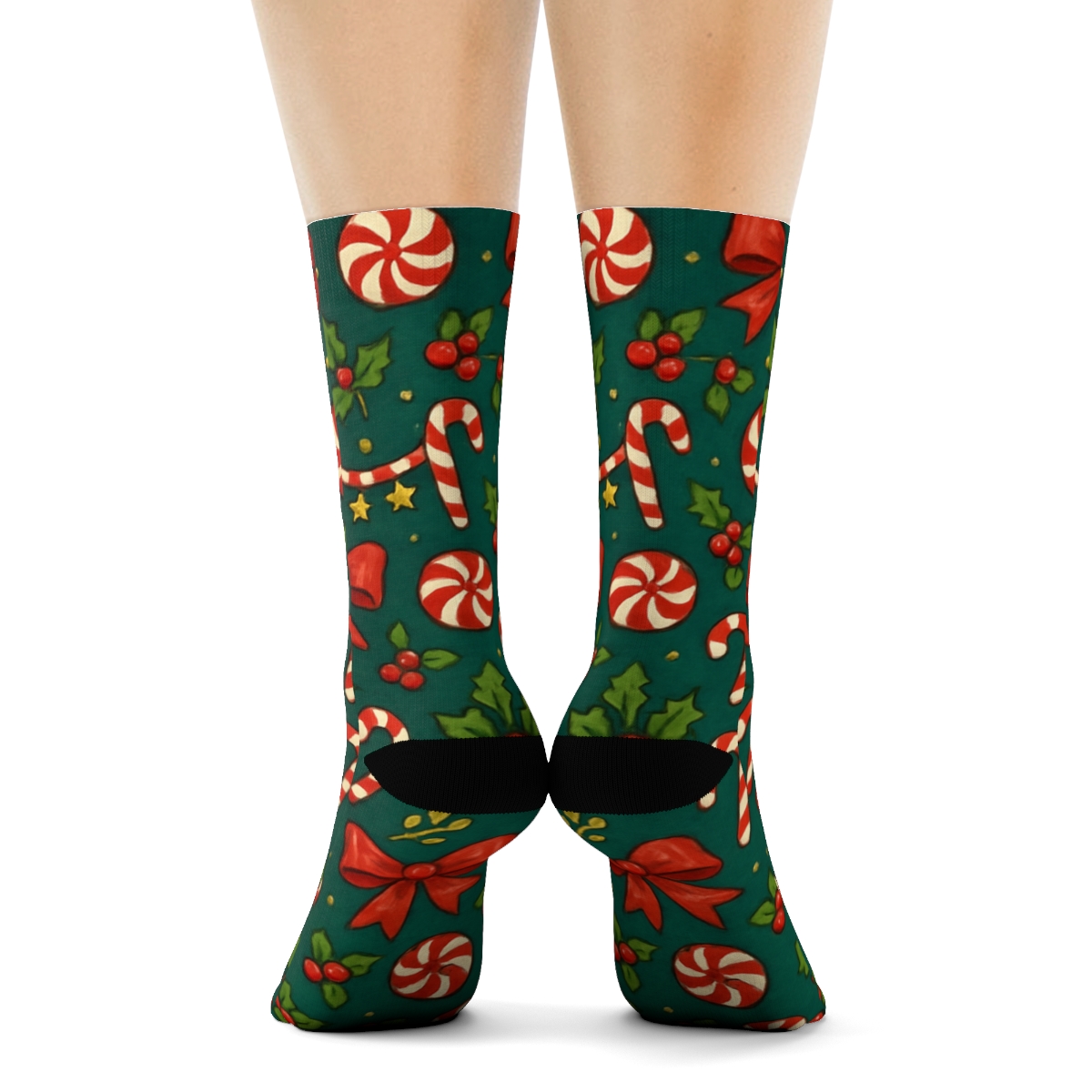 Holiday Party Confetti With Candy Canes In Metallic Mix unique graphic crew socks