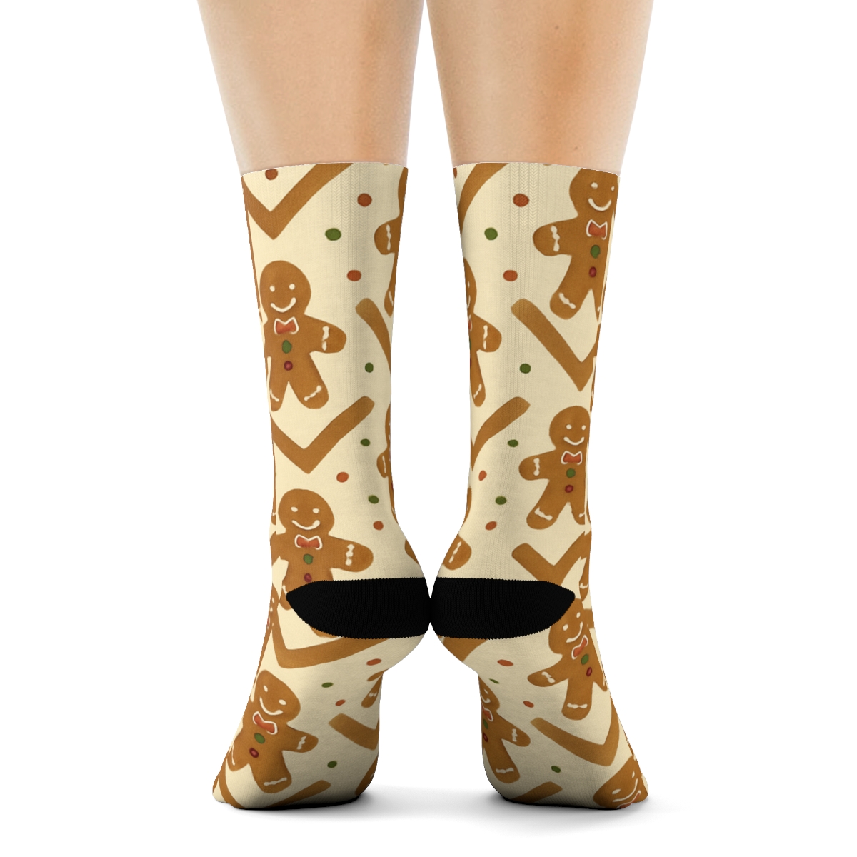 Gingerbread Man Holiday Chevron Rows personalized crew socks