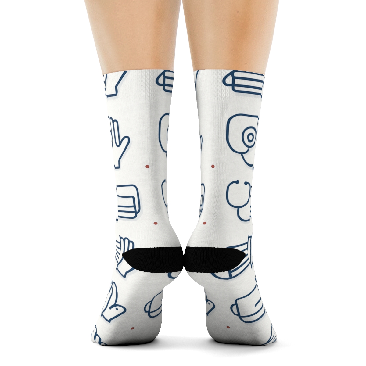 Minimal Grid Of Instruments On White, Calm Surgeon Study custom crew socks