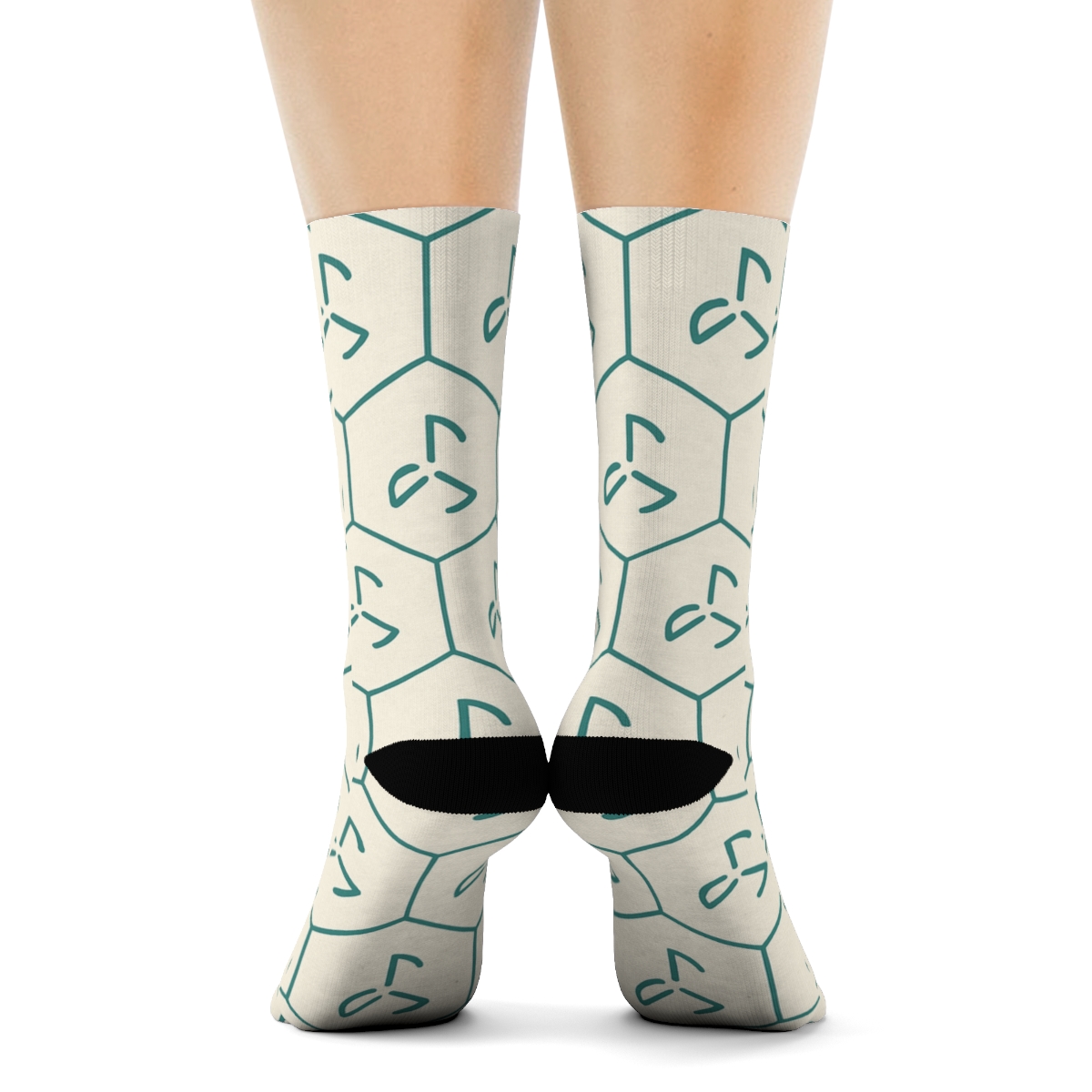 Hex Pinwheel Minimal designer printed crew socks