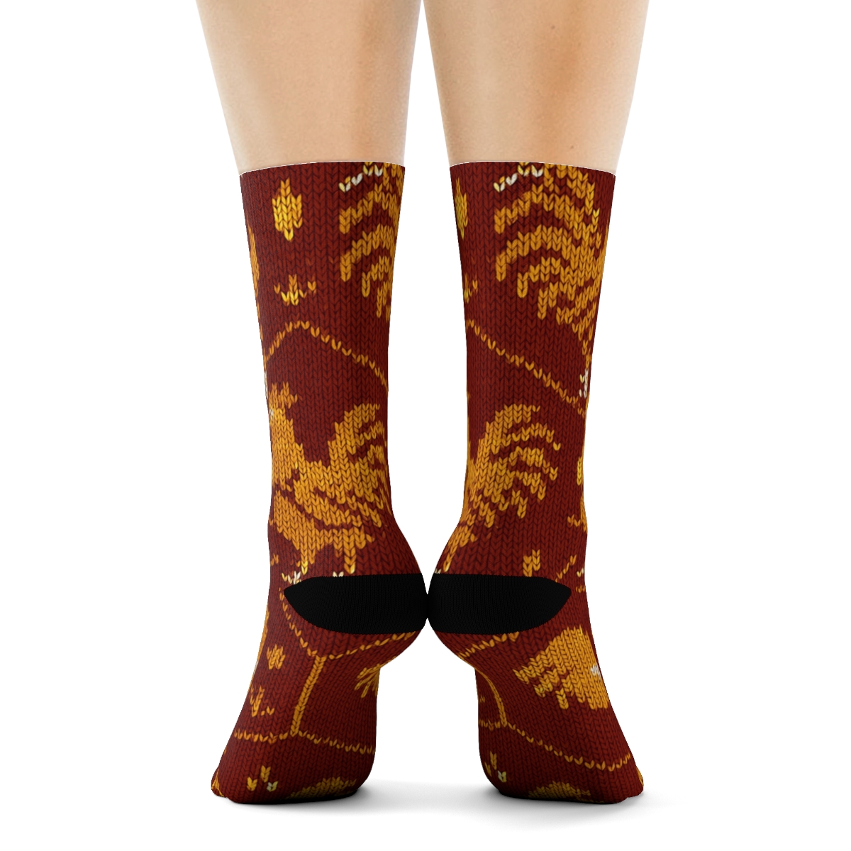 Knitted Illusion Chicken Feather Lattice unique graphic crew socks