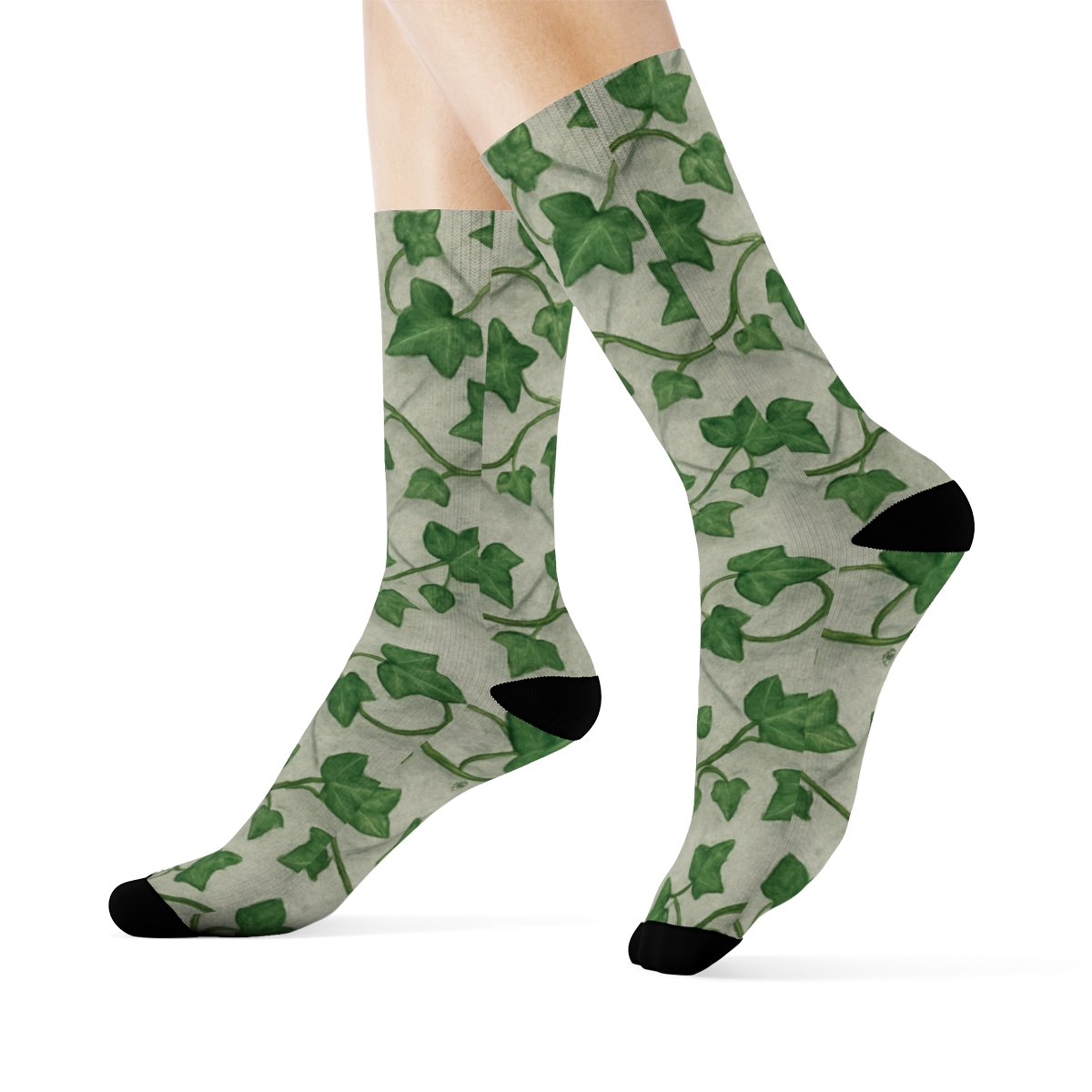 Dewdrop Ivy Trellis Bands On Stone Gray comfortable cotton crew socks