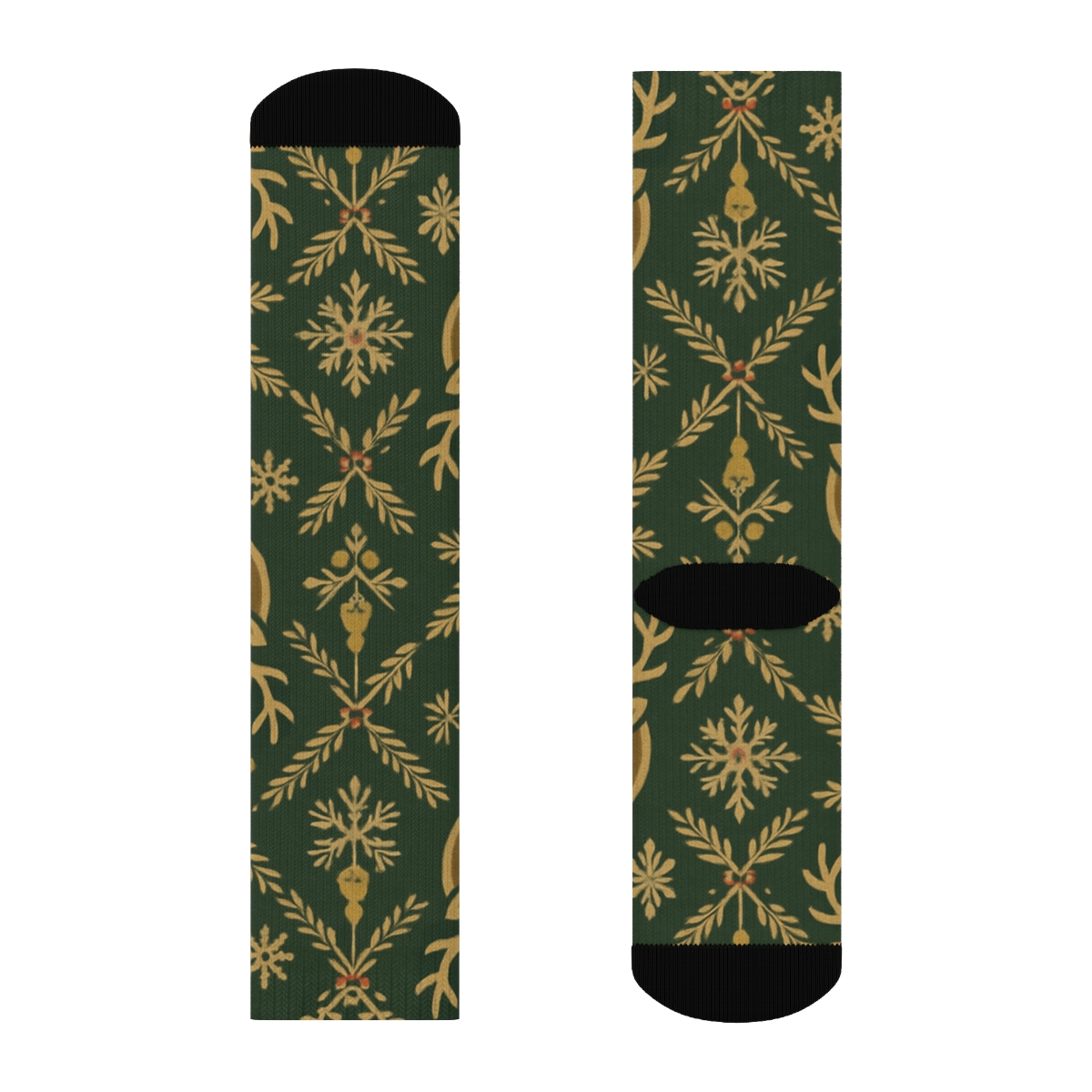 Scandinavian Folk Reindeer Medallion Lattice custom crew socks