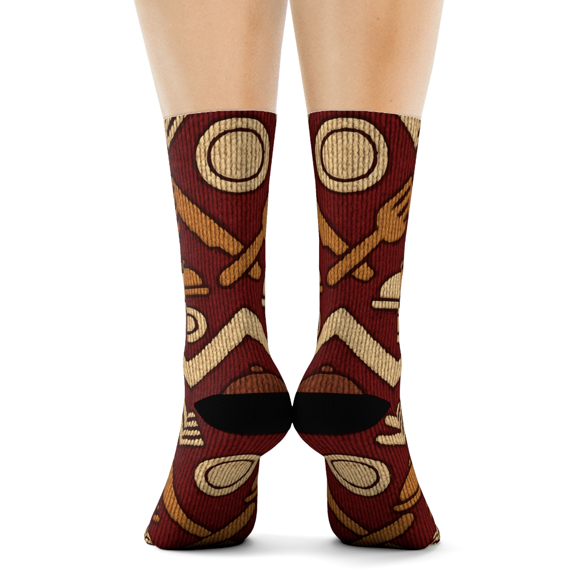 Knitted Restaurant Manager Cutlery Chevron trendy patterned crew socks