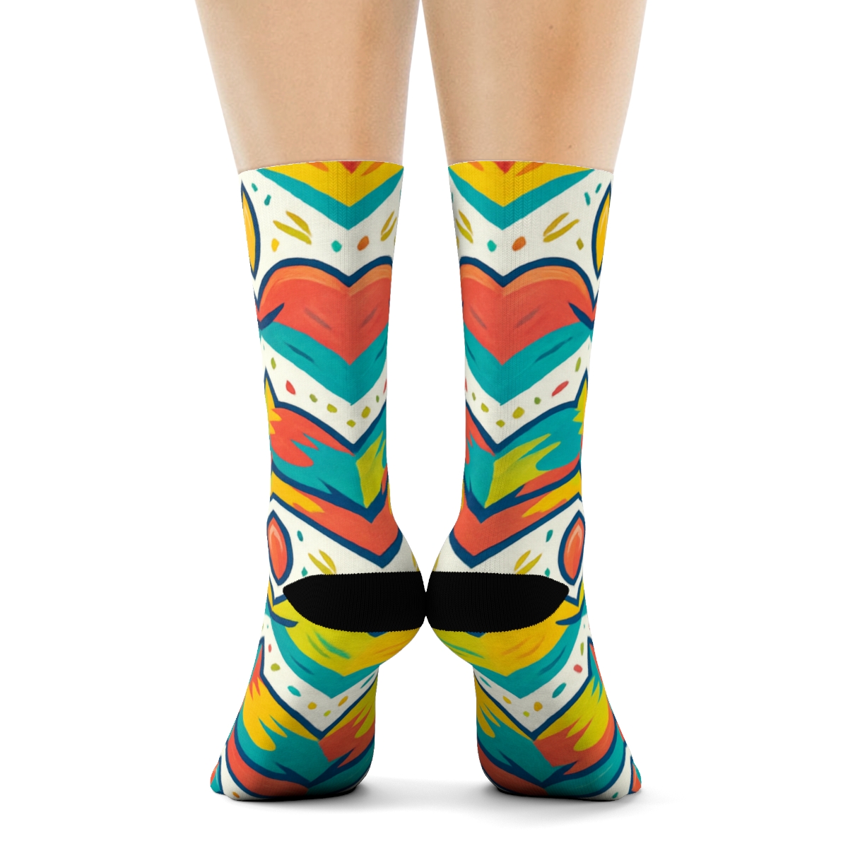 Parrot Beak Chevron Bands On Bright White Background custom crew socks