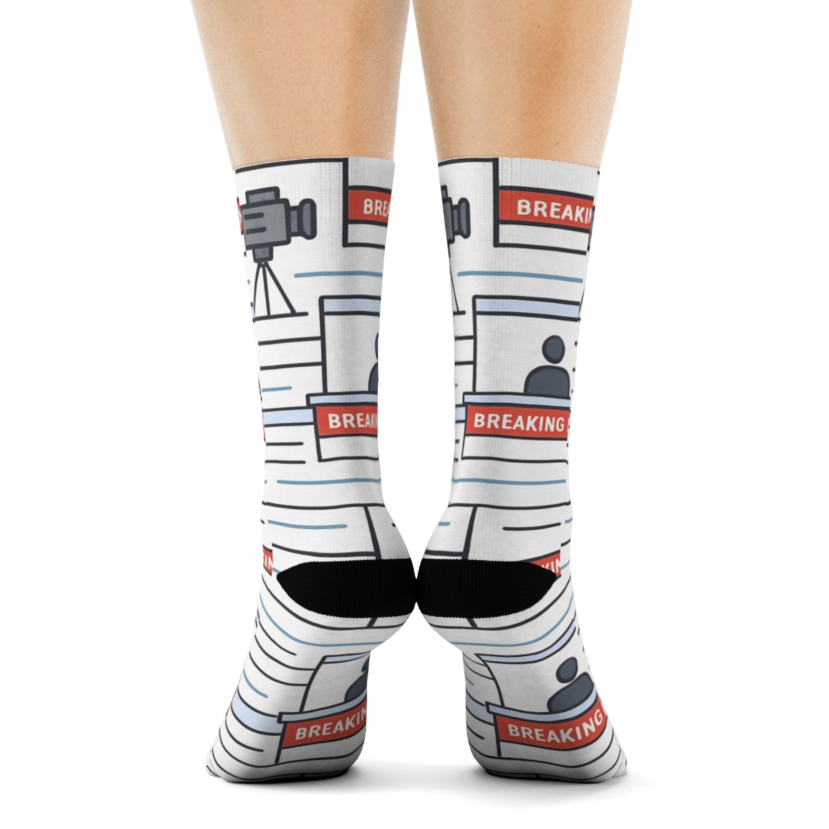 Modern Minimalist Desk Tessellation With News Anchor designer printed crew socks