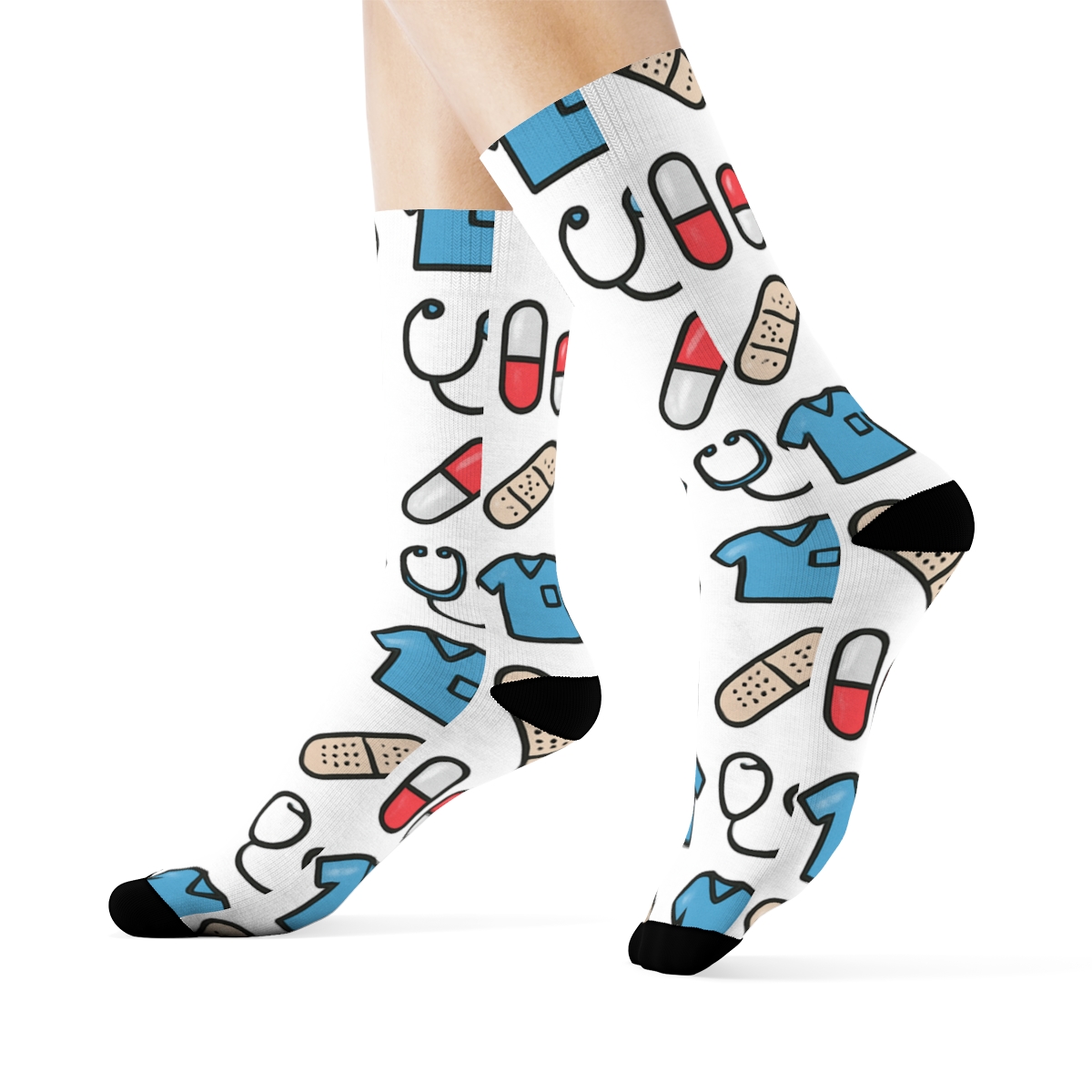 Nurse Night Shift Tool Grid stylish athletic crew socks