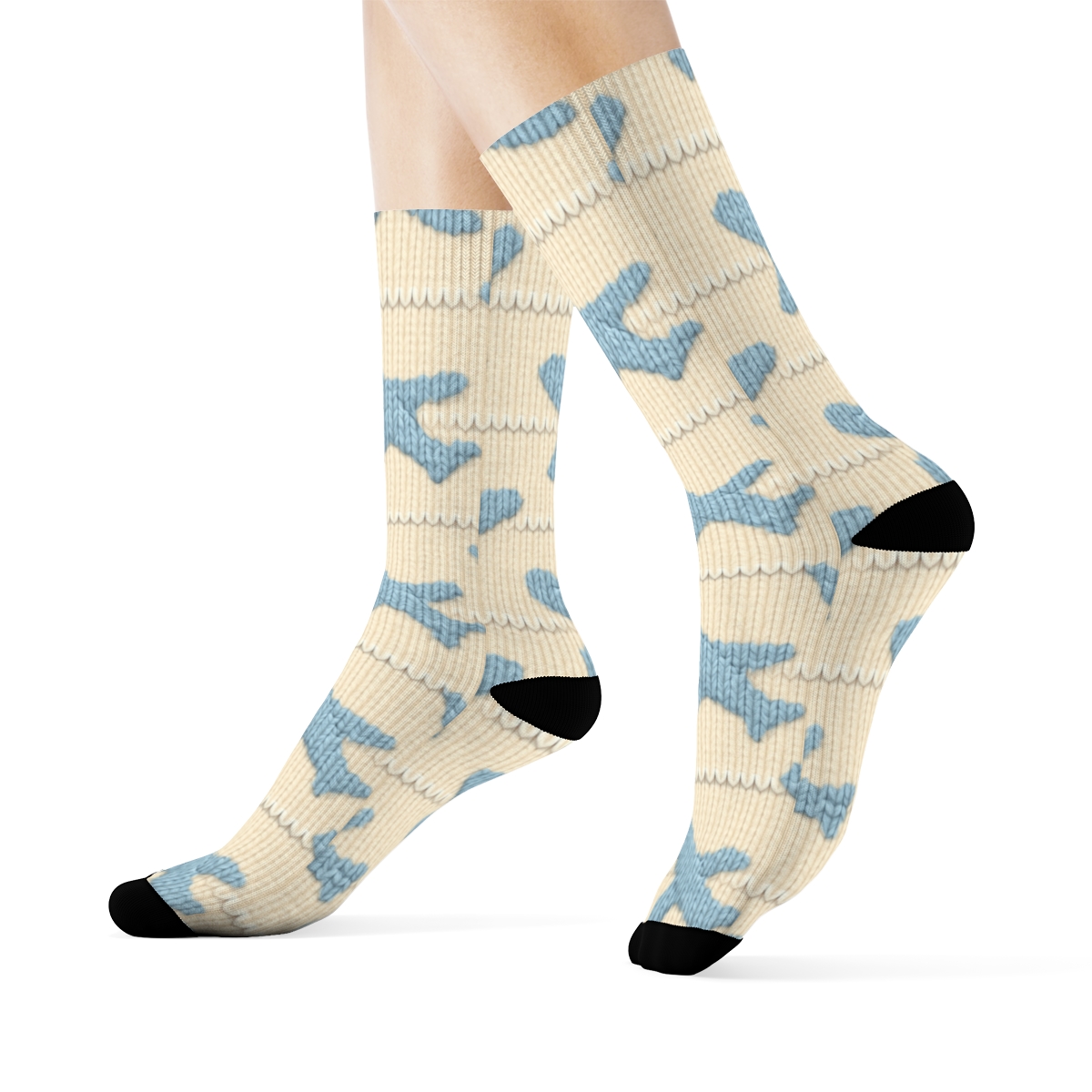 Knitted Illusion Airplane Cable Stitch Repeat unique graphic crew socks
