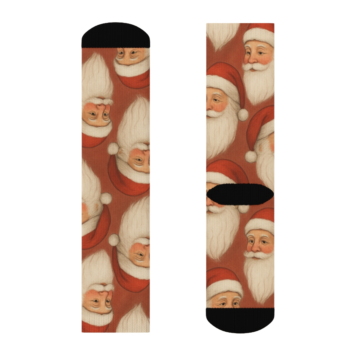 Beard Stripe Santa Portrait Repeat custom crew socks