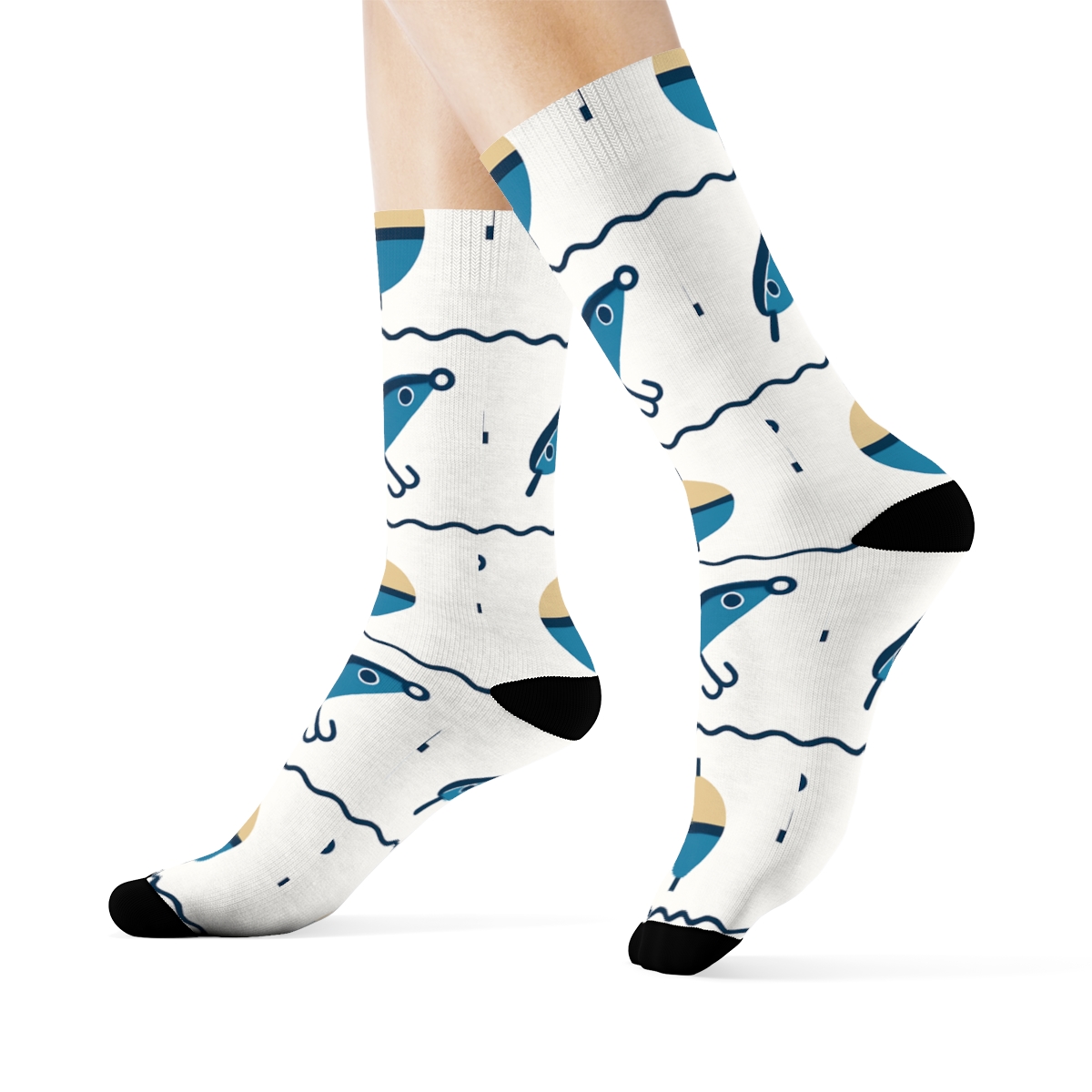 Tackle Box Lattice With Fisher Charm trendy patterned crew socks