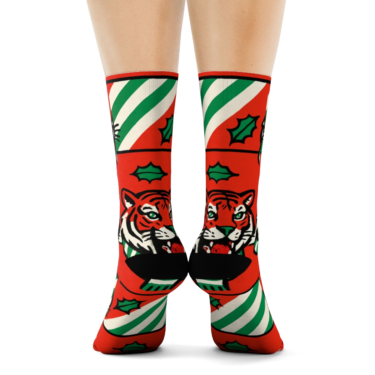 Tiger Candy Cane Stripes premium sports crew socks