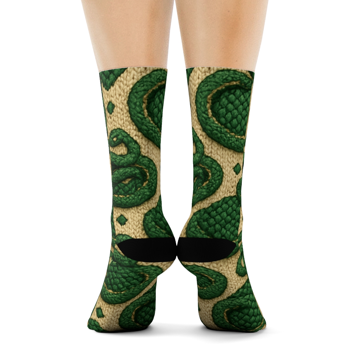 Knitted Illusion Snake Scale Cablework unique graphic crew socks
