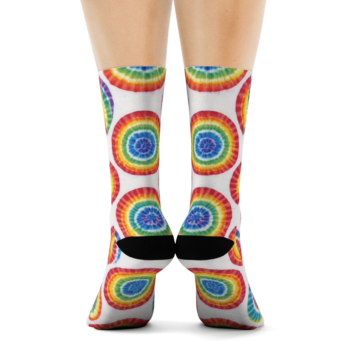 Full Spectrum Spiral Tile Carousel On White Background personalized crew socks