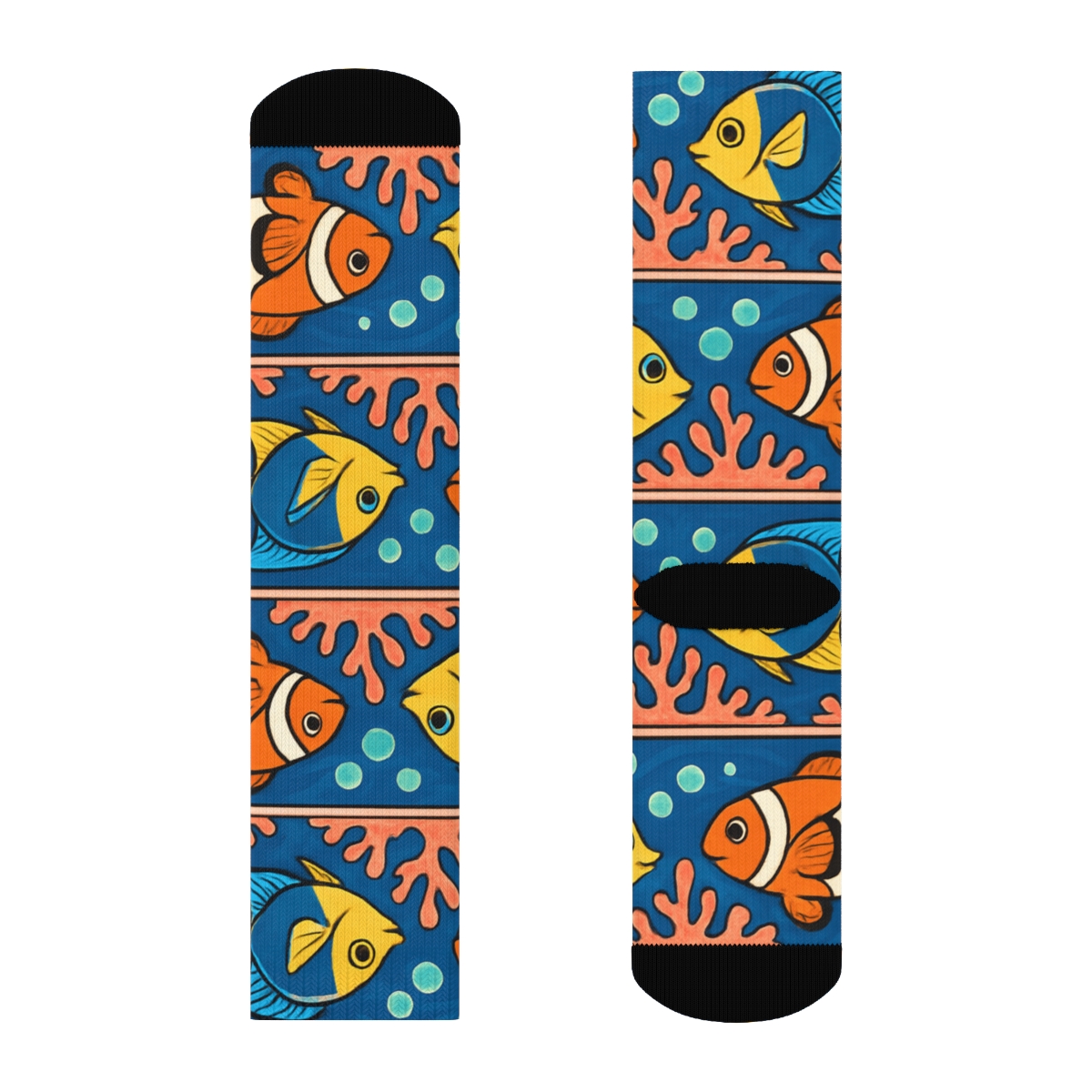 Coral Band Parade With Fish Motifs premium sports crew socks