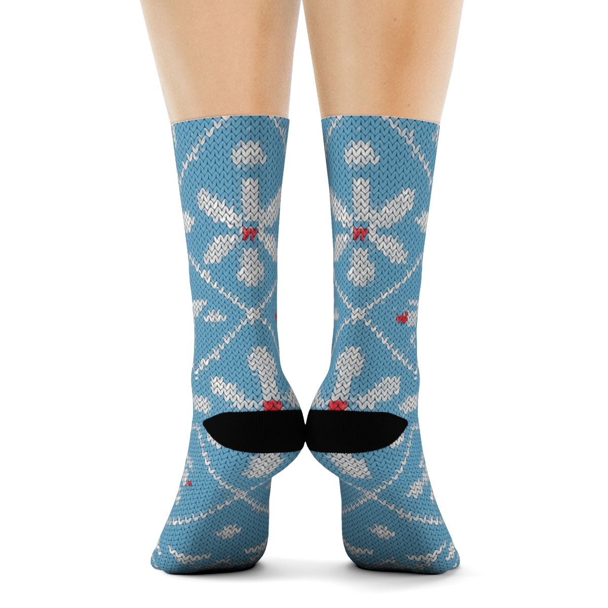 Knitted Illusion Airplane Propeller Diamond Tiling designer printed crew socks