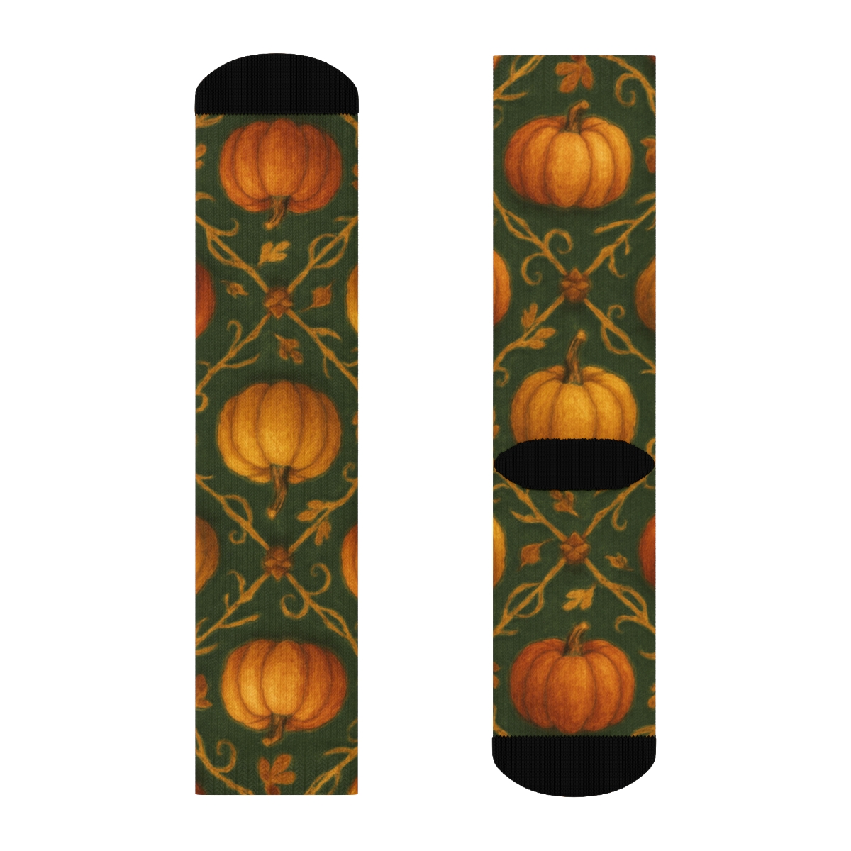 Burnt Orange Pumpkin Patch Lattice unique graphic crew socks