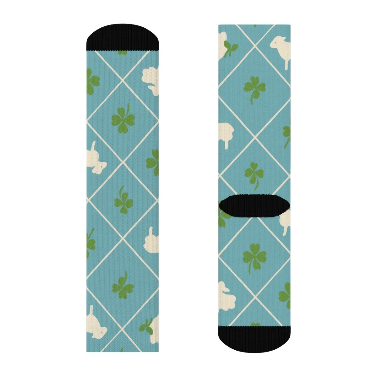 Clover Lattice With Sheep Silhouettes custom crew socks