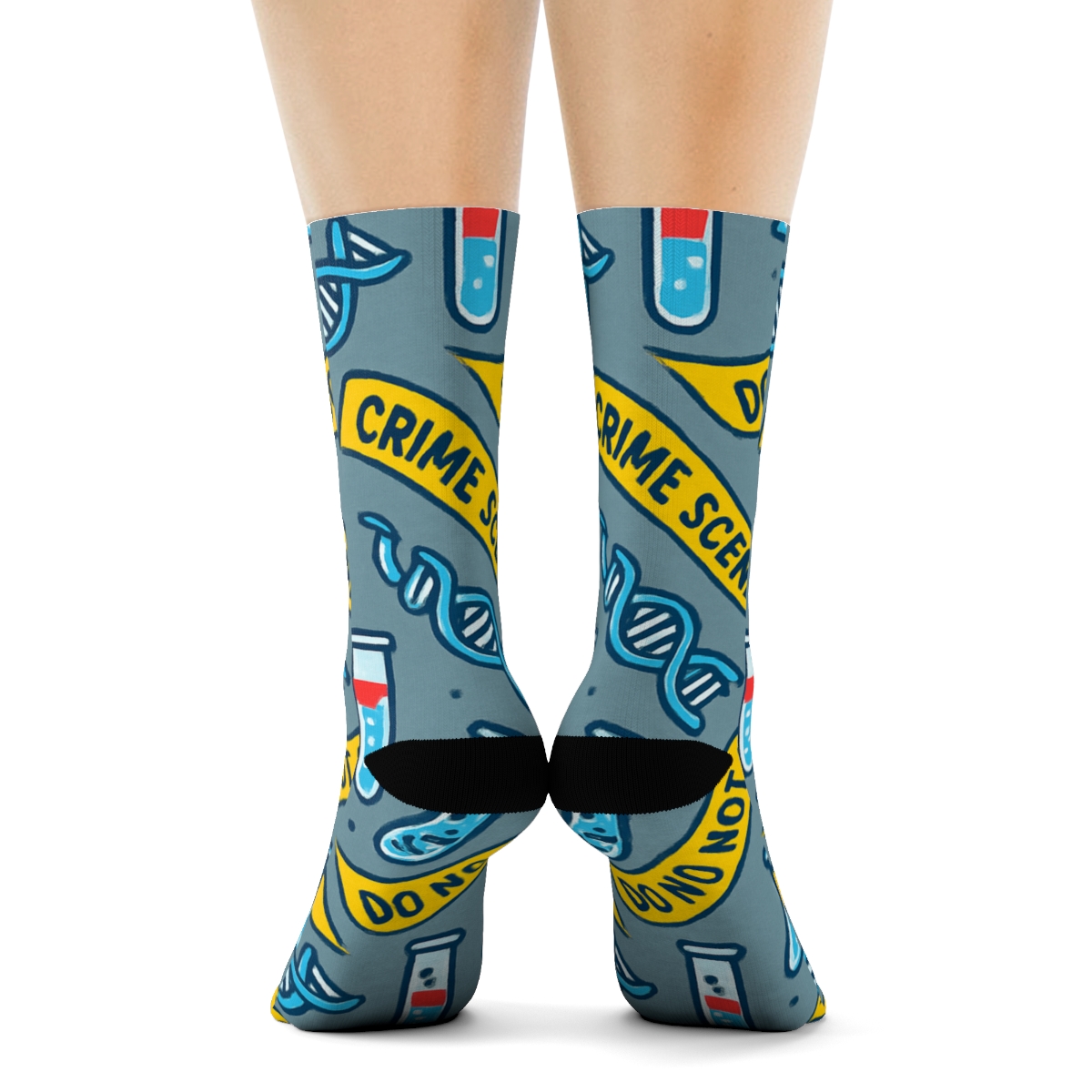 Forensic Scientist Crime Scene Tape Wave Pattern personalized crew socks