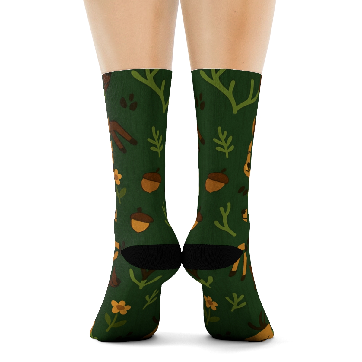 Woodland Party Deer Motif All Over Print soft everyday crew socksWoodland Party Deer Motif All Over Print Crew Socks - Image 4