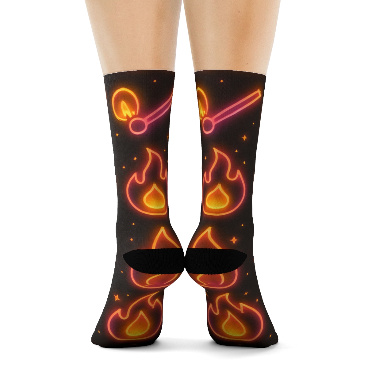 Neon Flame Signage Repeat personalized crew socks