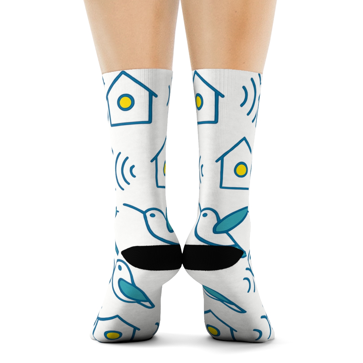 Hummingbirds In Bird Minimalist Flight Tiles custom crew socks