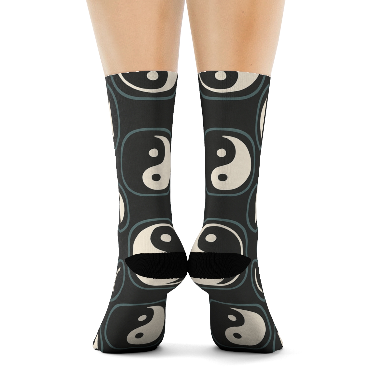 Charcoal Minimal Teardrop Checker Weave unique graphic crew socksCharcoal Minimal Teardrop Checker Weave Crew Socks - Image 4