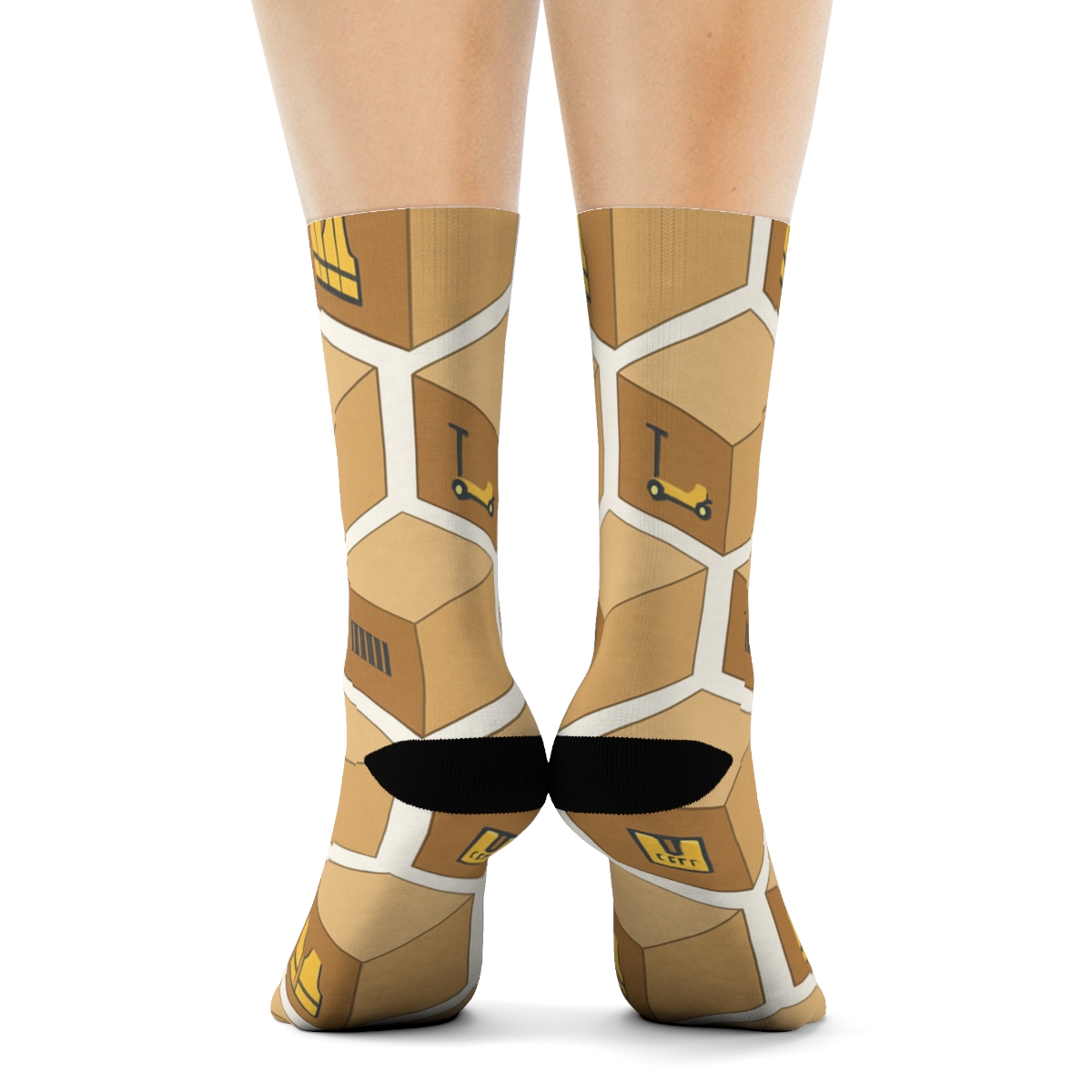 Stacked Box Geometry With Warehouse Worker Icons stylish athletic crew socks